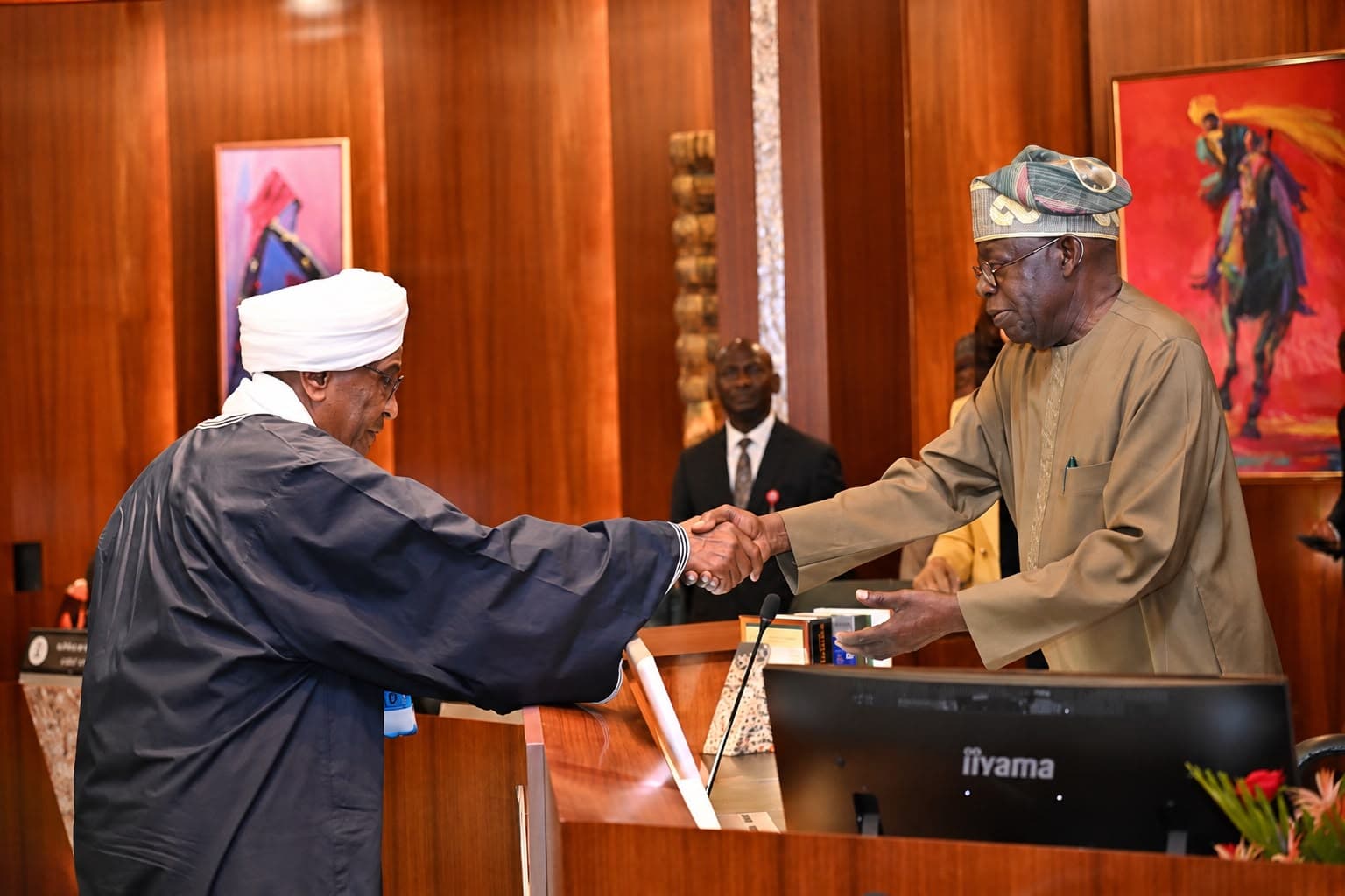 Ambassador of the Republic of Sudan, His Excellency Mohammed Abdelaal Haroun, presenting his letter of credence to President Bola Ahmed Tinubu at the State House, Abuja. Thursday, April 23, 2026.